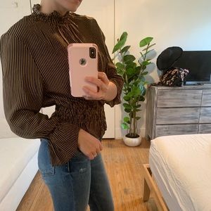 Cinched waist long sleeve shirt